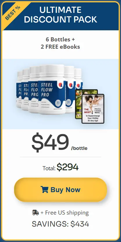 Steel Flow Pro 6 bottle package pricing with free US shipping and bonus guides – click to order